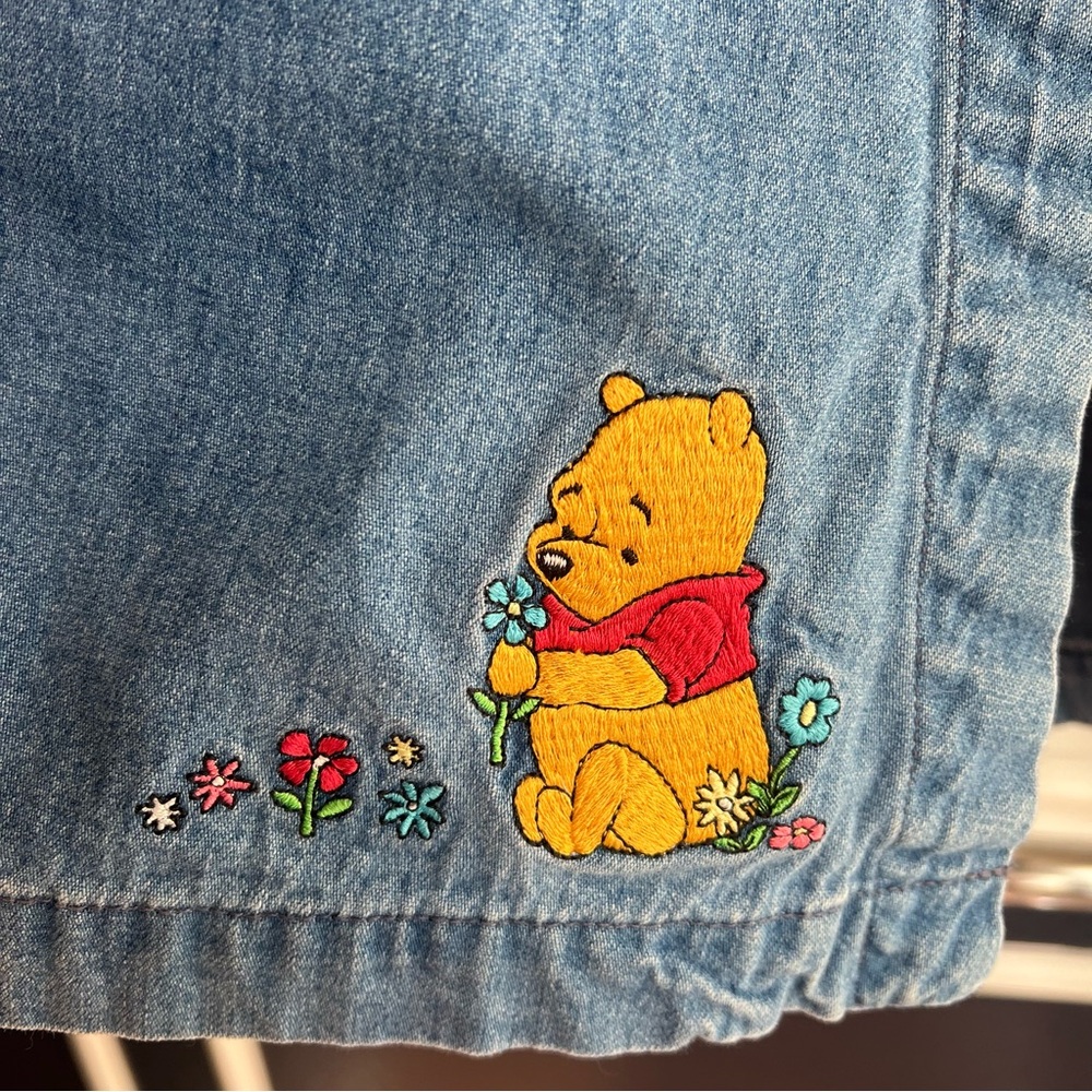Winnie The Pooh Denim Skort Skirt Wrap Shorts Vintage Disney Store Y2K 1990s - Picture 10 of 10